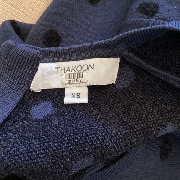 Thakoon Collective Womens Pullover Top Size XS Xsmall Navy Blue Polka Dot Crewne - Picture 8 of 9